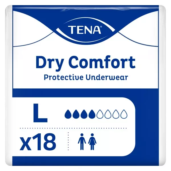 TENA Dry Comfort Protective Incontinence Pull-Up Underwear, Moderate Absorbency, Unisex, Large, 45"- 58"- Pack of 18