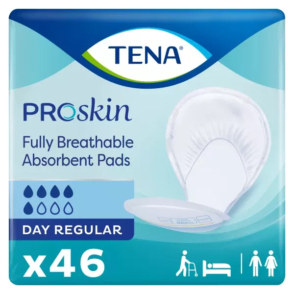 TENA ProSkin Day Regular Absorbent Pads Moderate Absorbency, Unisex, 24"- Pack of 46