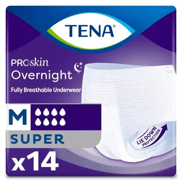TENA ProSkin Overnight Super Protective Incontinence Pull-Up Underwear, Heavy Absorbency, Unisex, X-Large, 55"- 66"- Pack of 12