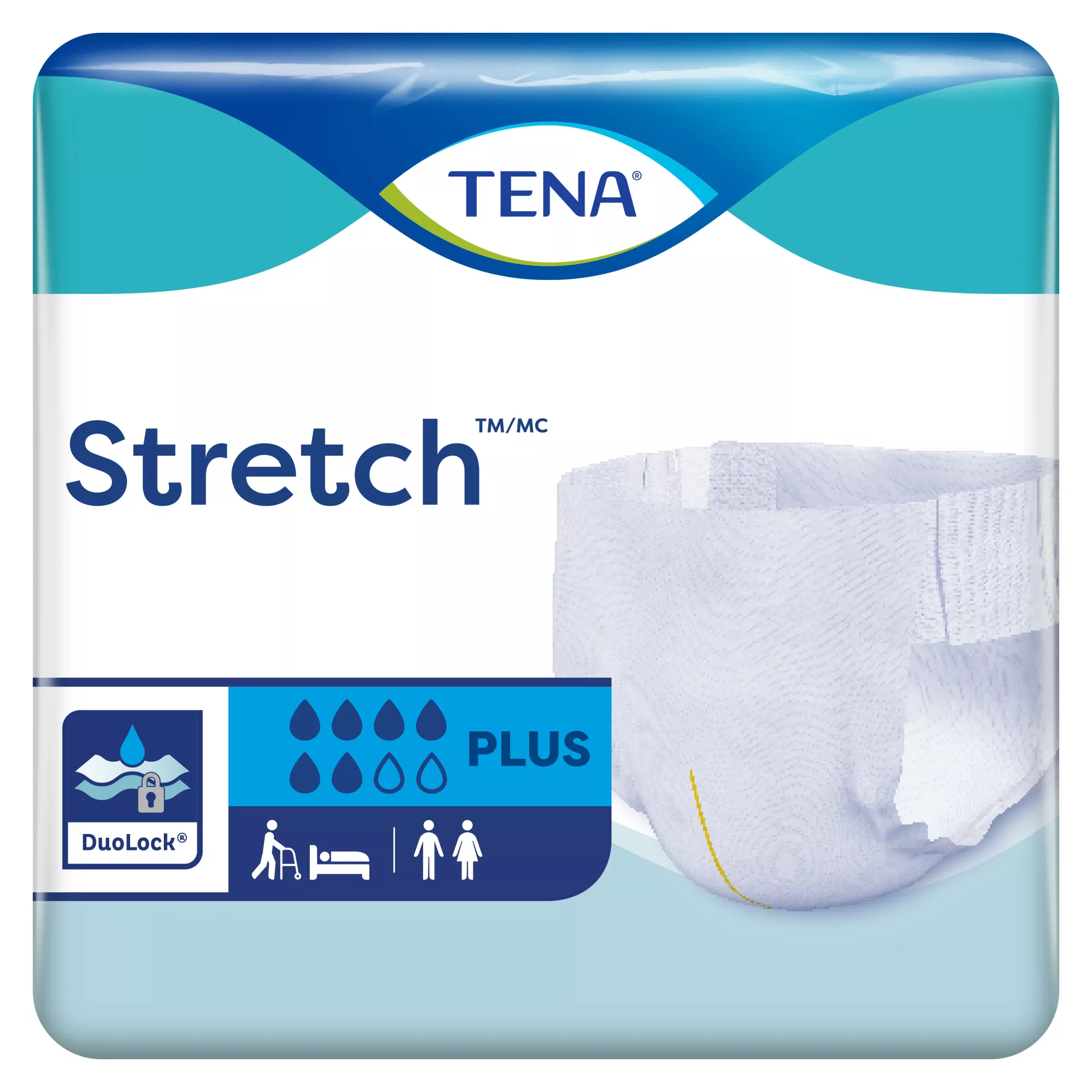 TENA Stretch Plus Incontinence Brief, Moderate Absorbency, Unisex, 2X-Large- Case of 64 (2 Packs of 32)