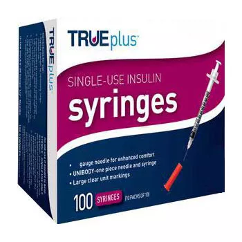 Trividia S4H01A31100 - Trueplus Single-Use Insulin Syringe, 31G x 5/16", .3 mL (100 Count)