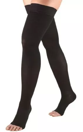 Truform Compression Stocking Truform Thigh High Large Black Open Toe - Pair - 868-BL-LRG-PR