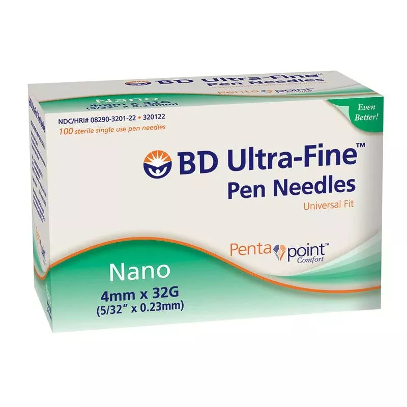 Ultra-fine Nano Pen Needle 32g X 4 Mm (100 Count)- Box of 100