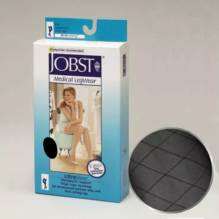 Ultrasheer Thigh-high With Silicone Band And Diamond Pattern, 20-30, Closed, Classic Black, Small- 1 Each