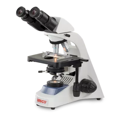 Unico Advanced Laboratory Microscope – Binocular Head, WF10X Eyepieces, 4X–100X DIN Achromat Objectives, 18 lb