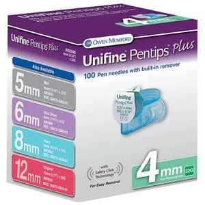 Unifine Pentips Plus 32g 4mm Pen Needles (100 Count)- Box of 100