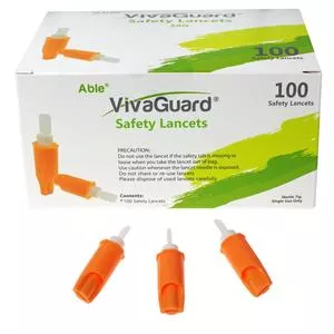 Vivaguard Safety Lancets, 28g, (100 Count)- Box of 100