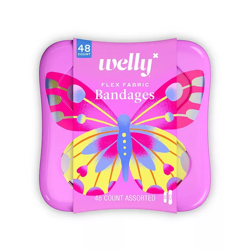 Welly Butterfly Flexible Fabric Bandages, 48 Ct- Box of 48