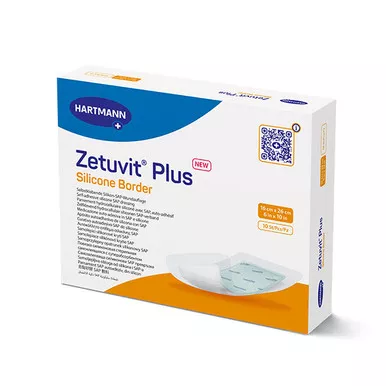 Zetuvit Plus Silicone Border Superabsorbent Sap Dressing With Silicone Adhesive, 5" X 5" - Replaces Ev413120- 1 Each